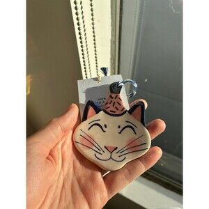 Cartolina Limao Artist Ceramic Cat Head Ornament Pendant